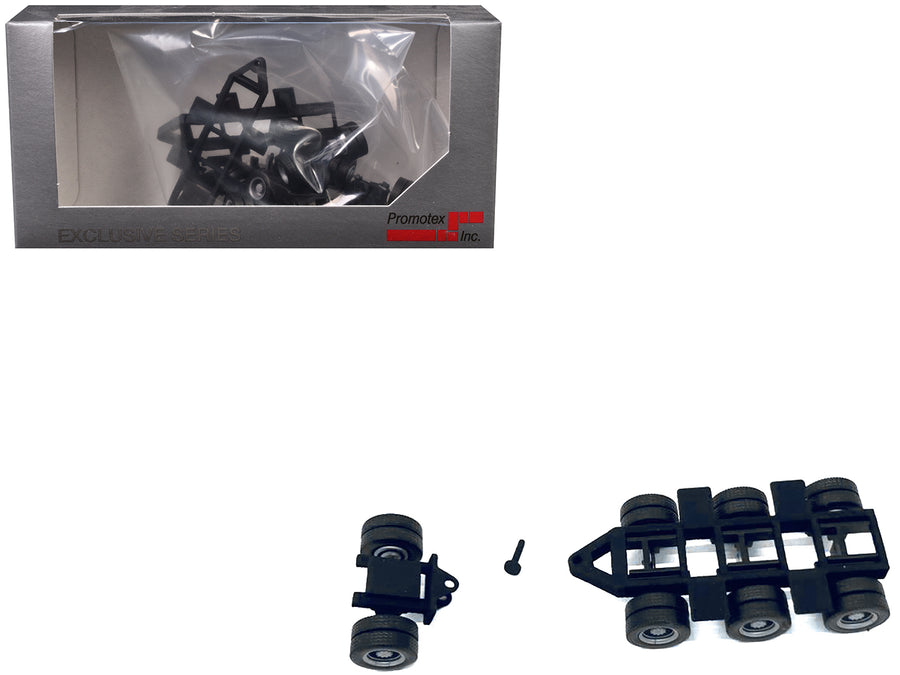 Lowboy Tri-Axle Booster with Integrated Rear Axle (2 Sets) 1/87 (HO) Plastic Model by Promotex