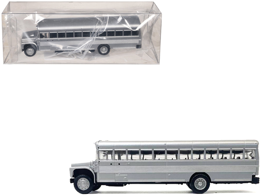 School Bus Silver Metallic 1/87 (HO) Plastic Model by Promotex