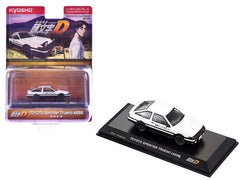 Toyota Sprinter Trueno (AE86) RHD (Right Hand Drive) White and Black with Graphics "Initial D" Manga 1/64 Diecast Model Car by Kyosho