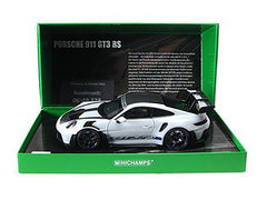 2022 Porsche 911 (992) GT3 RS "Weissach Package" Gray Metallic with Blue Accents Limited Edition to 649 pieces Worldwide 1/18 Diecast Model Car by Minichamps