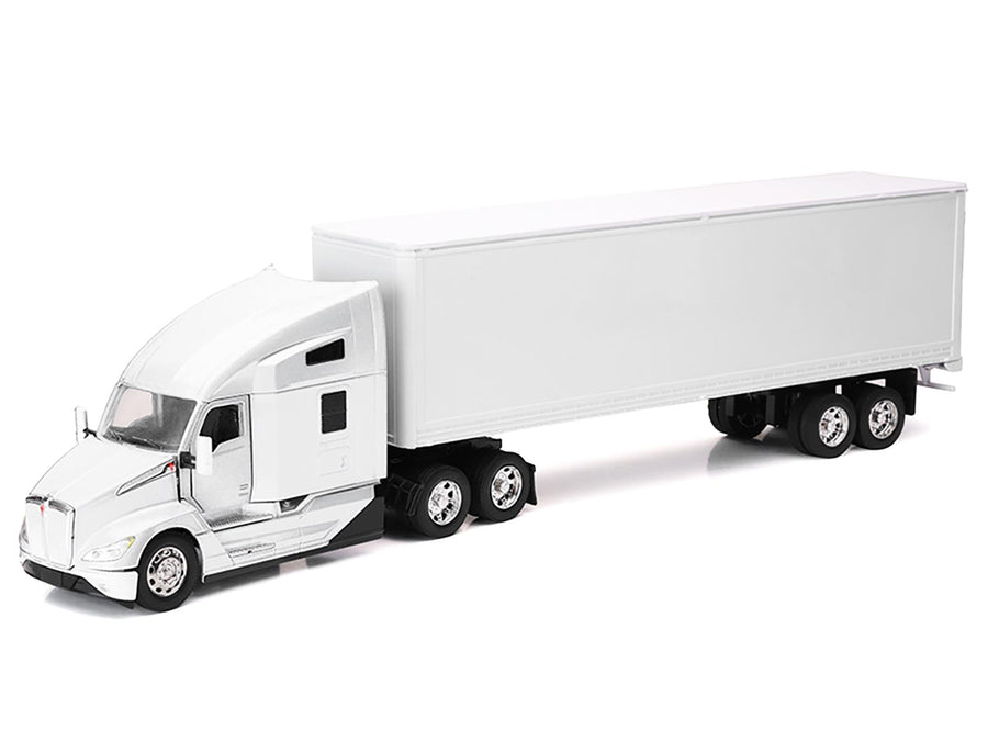 Kenworth T680 Truck White with Dry Van Trailer White "Long Haul Trucker" Series 1/32 Diecast Model by New Ray