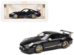 2009 Porsche 911 GT3 RS Black with Gold Accents and Wheels 1/18 Diecast Model Car by Norev