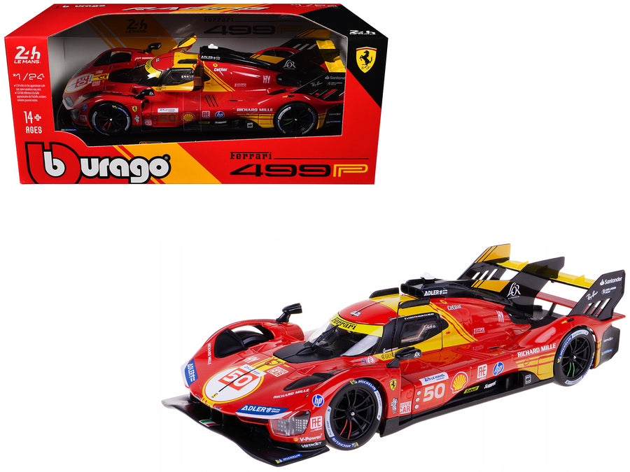 Ferrari 499P #50 Antonio Fuoco - Miguel Molina - Nicklas Nielsen "Ferrari AF Corse" Winner "24 Hours of Le Mans" (2024) "Racing" Series 1/24 Diecast Model Car by Bburago