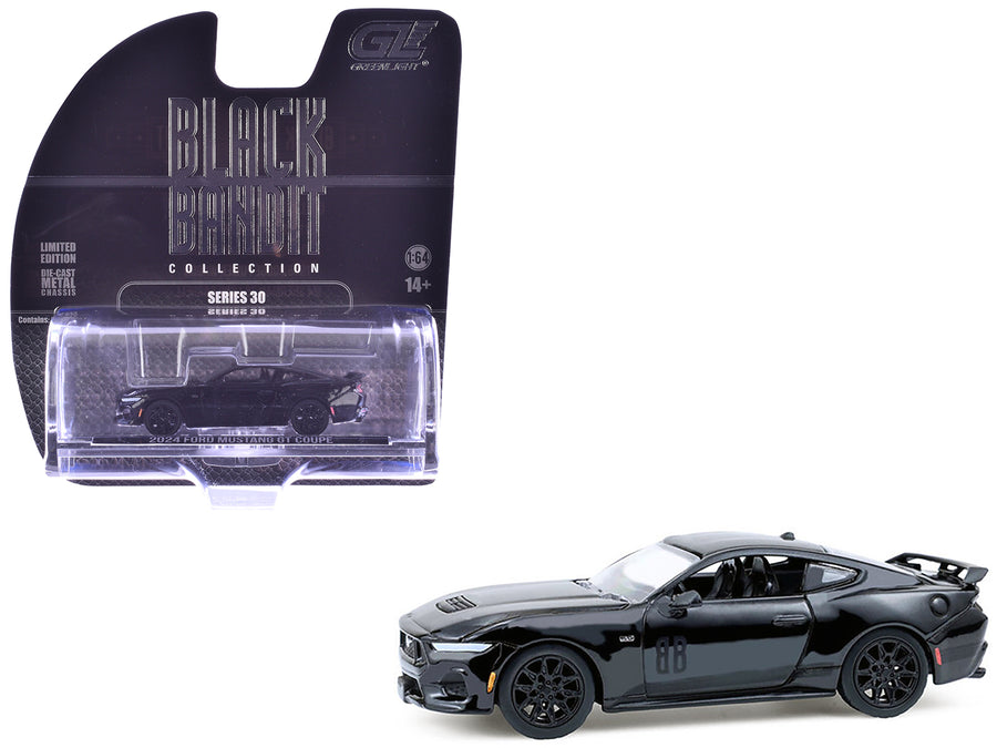 2024 Ford Mustang GT Coupe Black "Black Bandit" Series 30 1/64 Diecast Model Car by Greenlight