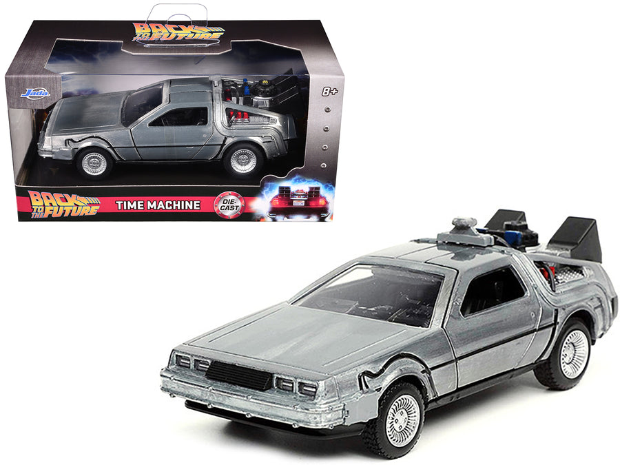 DeLorean DMC (Time Machine) Brushed Metal "Back to the Future Part I" (1985) Movie "Hollywood Rides" Series 1/32 Diecast Model Car by Jada