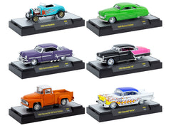 "Auto Meets" Set of 6 Cars IN DISPLAY CASES Release 88 Limited Edition 1/64 Diecast Model Cars by M2 Machines