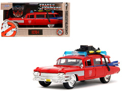 1959 Cadillac Ambulance Ecto-1 Red "Transformers" TV Series - "Ghostbusters" (1984) Movie Crossover "Hollywood Rides" Series 1/32 Diecast Model Car by Jada