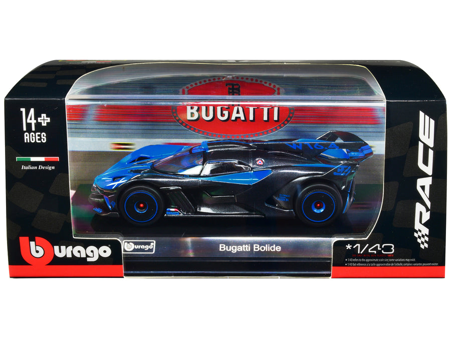 Bugatti Bolide Blue and Carbon Gray "Race" Series 1/43 Diecast Model Car by Bburago