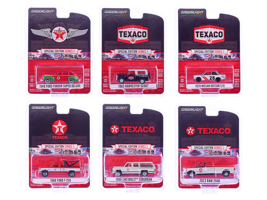 "Texaco Special Edition" Series 1 Set of 6 pieces 1/64 Diecast Model Cars by Greenlight