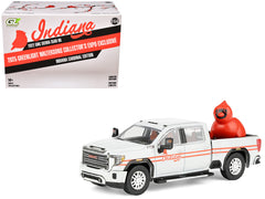 2022 GMC Sierra 3500 HD Pickup Truck "Indiana Cardinals" Silver Metallic with Red Stripes and Cardinal Figure "2025 Greenlight Waltersons Collector's Expo Exclusive" 1/64 Diecast Model Car by Greenlight