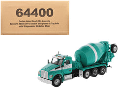 Kenworth T880S SFFA Tandem with Pusher and Tag Axle with Bridgemaster McNeilus Mixer "Island Ready Mix" Green and White Limited Edition to 500 pieces Worldwide "Transport Series" 1/50 Diecast Model by Diecast Masters