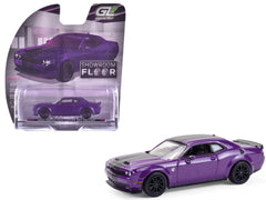 2023 Dodge Challenger SRT Hellcat Plum Crazy Metallic with Black Stripes "Showroom Floor" Series 7 1/64 Diecast Model Car by Greenlight