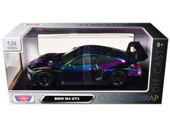 BMW M4 GT3 Chameleon Chrome "Custom Wrap" Series 1/24 Diecast Model Car by Motormax
