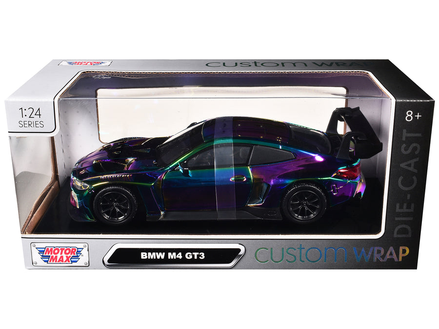 BMW M4 GT3 Chameleon Chrome "Custom Wrap" Series 1/24 Diecast Model Car by Motormax