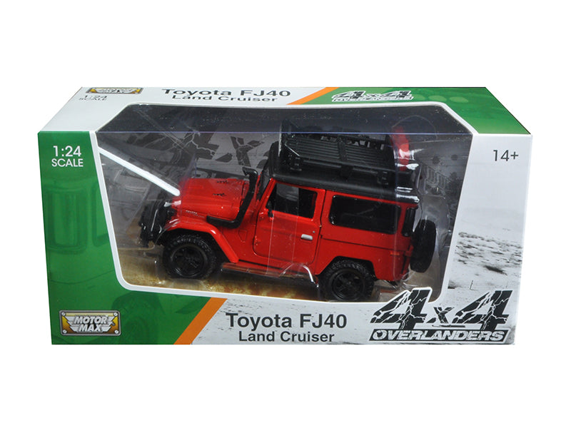 Toyota FJ40 Land Cruiser Red "4x4 Overlanders" Series 1/24 Diecast Model Car by Motormax
