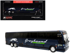 Prevost X3-45 Coach Bus "Greyhound Enabled by FlixBus" Blue Metallic Limited Edition 1/87 (HO) Diecast Model by Iconic Replicas