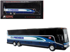 Van Hool TX-45 Motorcoach Bus "Premier Transportation" Blue and Black with Graphics "The Bus and Motorcoach Collection" Limited Edition to 504 pieces Worldwide 1/87 (HO) Diecast Model by Iconic Replicas
