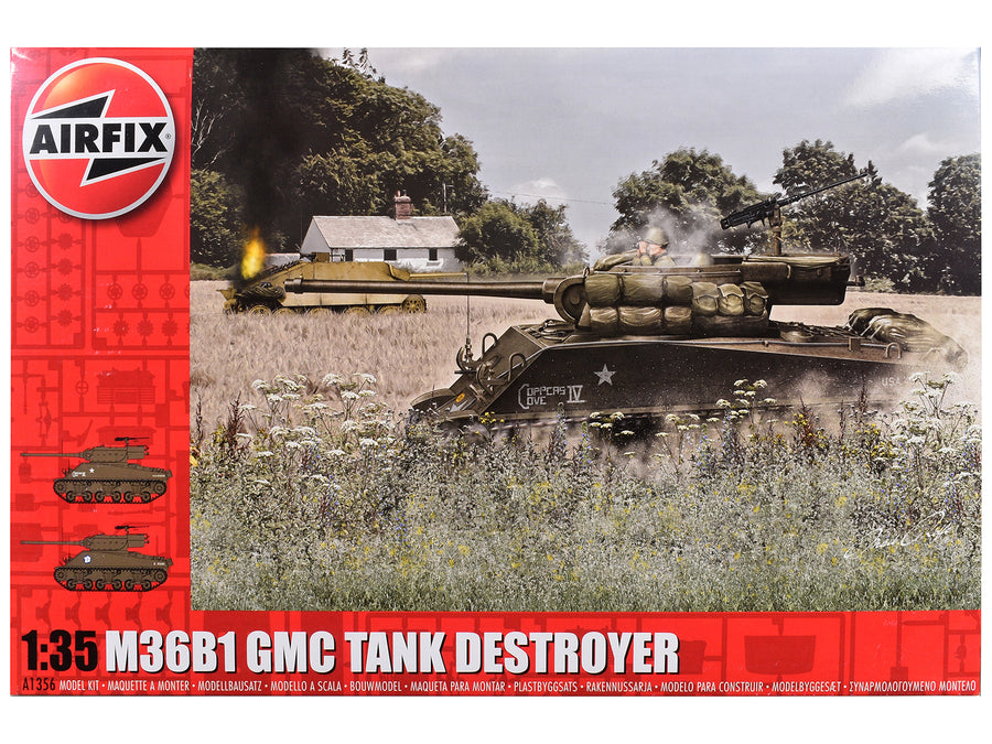 Level 3 Model Kit M36B1 Gun Motor Carriage (GMC) Tank Destroyer with 2 Scheme Options 1/35 Plastic Model Kit by Airfix