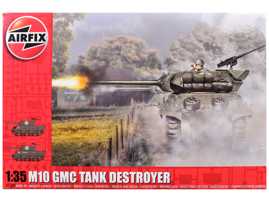 Level 3 Model Kit M10 Gun Motor Carriage (GMC) Tank Destroyer with 2 Scheme Options 1/35 Plastic Model Kit by Airfix
