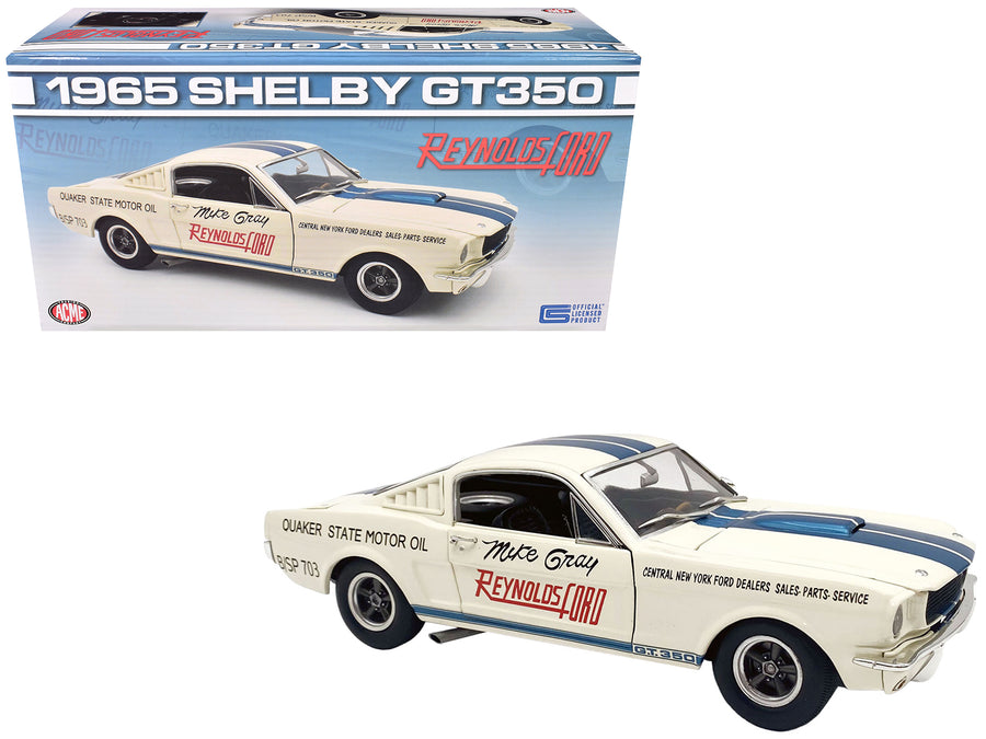 1965 Shelby GT350 "Reynolds Ford" White with Blue Stripes Limited Edition to 204 pieces Worldwide 1/18 Diecast Model Car by ACME