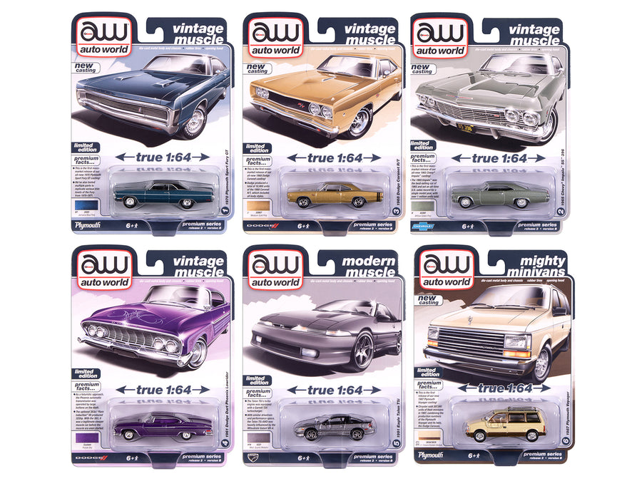 Auto World Premium 2025 Release 2 Set B of 6 pieces 1/64 Diecast Model Cars by Auto World
