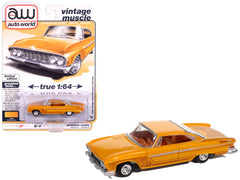 1961 Dodge Dart Phoenix Lowrider Mango Smoothie Metallic with Graphics and Orange Interior "Vintage Muscle" Series 1/64 Diecast Model Car by Auto World