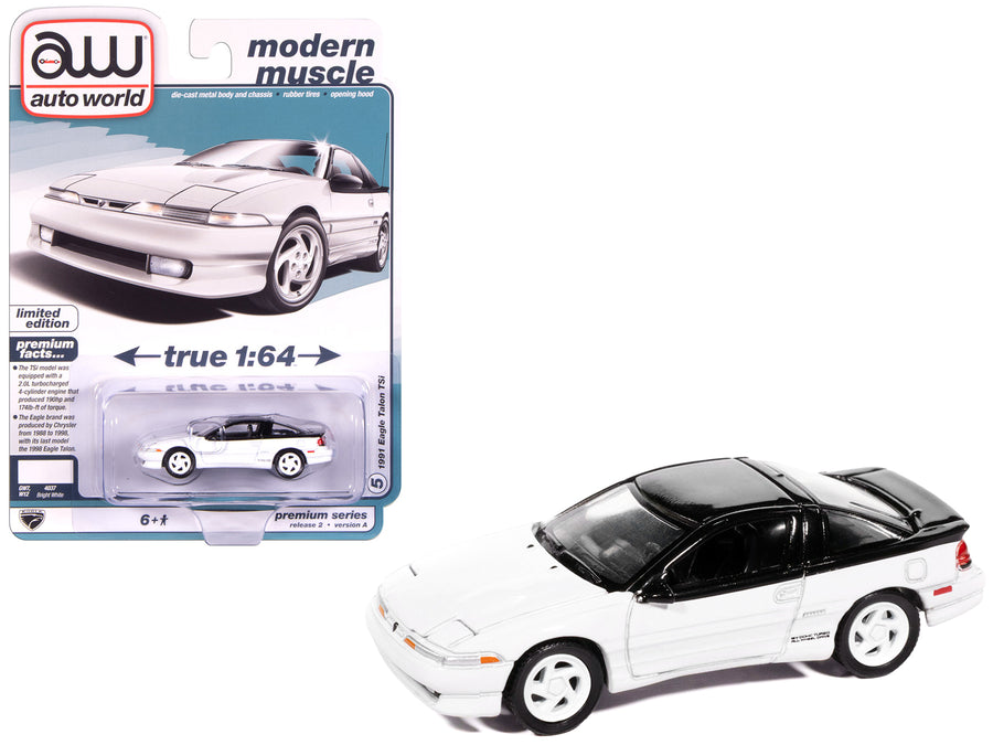 1991 Eagle Talon TSi Bright White with Black Top "Modern Muscle" Series 1/64 Diecast Model Car by Auto World