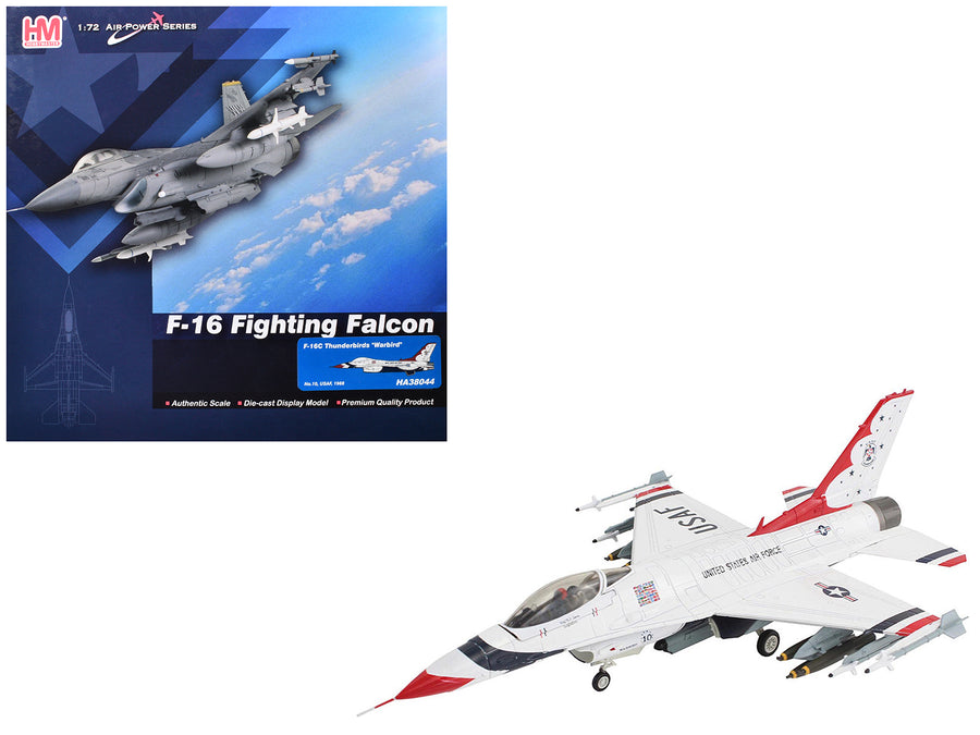 Lockheed F-16C Fighting Falcon Fighter Aircraft "No.10 Thunderbirds Warbird" United States Air Force "Air Power Series" 1/72 Diecast Model by Hobby Master