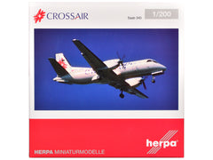 Saab 340 Commercial Aircraft "Crossair" (HB-AKN) White with Tail Graphics 1/200 Diecast Model Airplane by Herpa