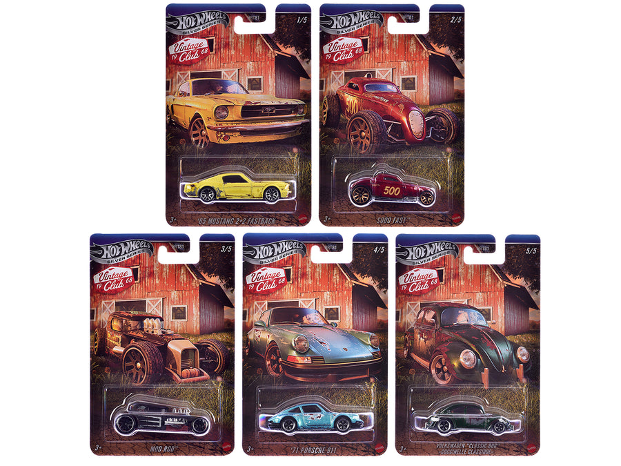 "Vintage Club" 5 piece Set H "Silver" Series Diecast Model Cars by Hot Wheels