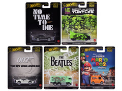 "Pop Culture 2024" 5 piece Set D "Premium Series" Diecast Model Cars by Hot Wheels