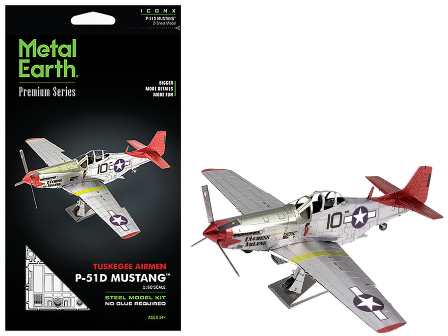 Model Kit North American P-51D Mustang Fighter Aircraft "Tuskegee Airmen Duchess Arlene 100th Fighter Squadron" United States Army Air Forces (Challenging Difficulty) Steel Model by Metal Earth