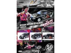Nissan Skyline GT-R (R34) RHD (Right Hand Drive) Black "Bruce Lee Legacy 50 Year Anniversary" 1/64 Diecast Model Car by Inno Models