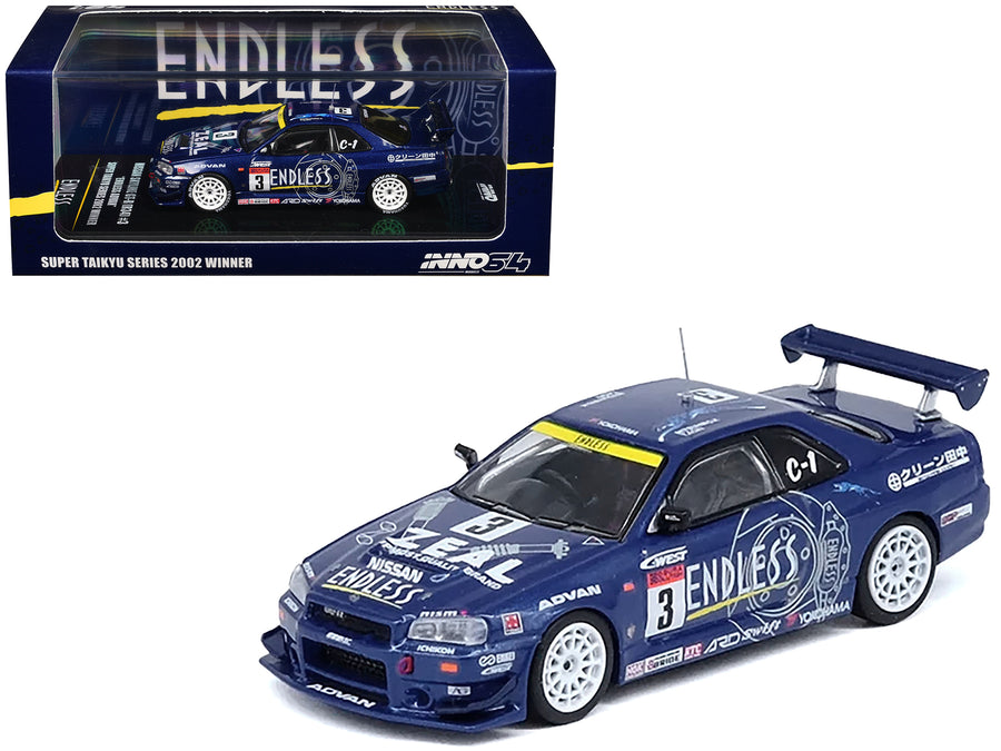 Nissan Skyline GT-R (R34) RHD (Right Hand Drive) #3 "Endless Advan" Winner "Super Taikyu Series" (2002) 1/64 Diecast Model Car by Inno Models