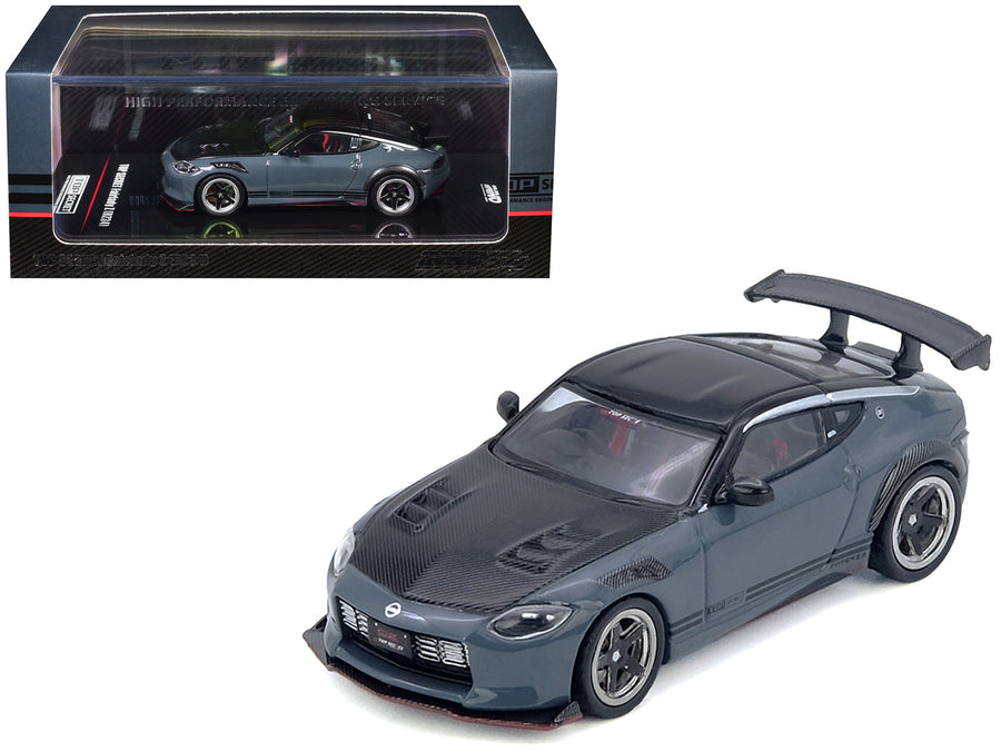 Nissan Fairlady Z "Top Secret" (RZ34) RHD (Right Hand Drive) Stealth Gray with Carbon Hood and Black Top 1/64 Diecast Model Car by Inno Models