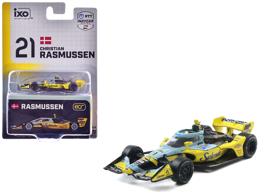 Dallara IndyCar #21 Christian Rasmussen "Splenda" Ed Carpenter Racing (Road Course Configuration) "NTT IndyCar Series" (2025) 1/64 Diecast Model Car by IXO Models
