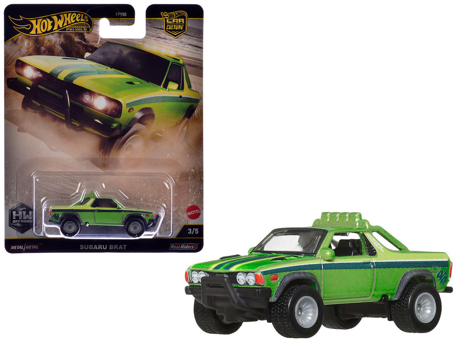 Subaru BRAT Utility Truck Green Metallic with Stripes "HW Off Road" Series Diecast Model Car by Hot Wheels