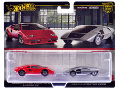 Lamborghini Countach LP5000 QV Red and Lancia Stratos Zero Gray Metallic "Car Culture" Set of 2 Cars Diecast Model Cars by Hot Wheels