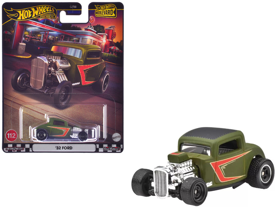 1932 Ford Hot Rod Matt Green with Graphics "Boulevard" Series Diecast Model Car by Hot Wheels