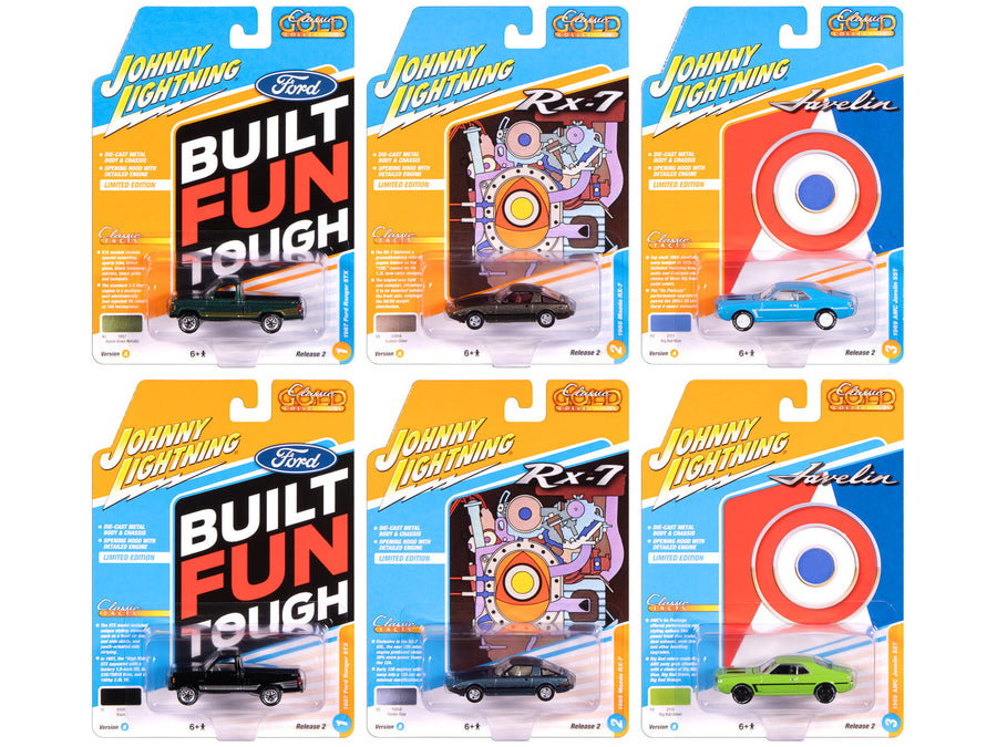 "Classic Gold Collection" 2025 Release 2 Set of 6 Cars 1/64 Diecast Model Cars by Johnny Lightning