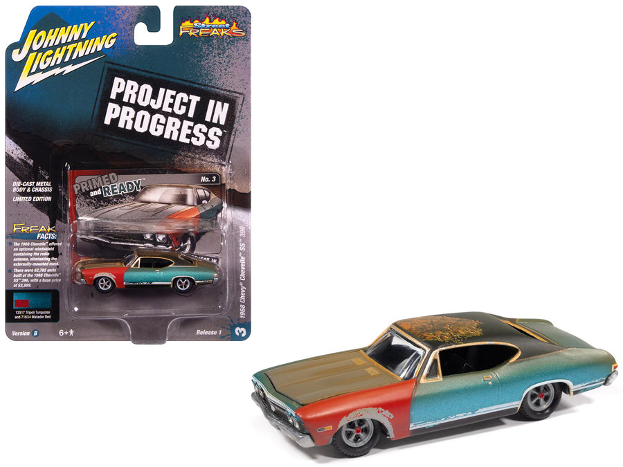 1968 Chevrolet Chevelle SS 396 Tripoli Turquoise (Weathered) "Project in Progress" Series 1/64 Diecast Model Car by Johnny Lightning