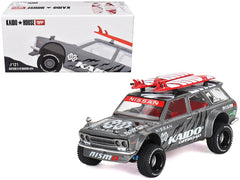 Datsun Kaido 510 Wagon 4x4 RHD (Right Hand Drive) "Kaido Offroad V1" Gray Metallic with Red Interior and Surfboards on Roof (Designed by Jun Imai) "Kaido House" Special 1/64 Diecast Model Car by Mini GT