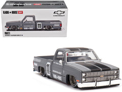 Chevrolet Silverado "KAIDO V2" Pickup Truck #11 Gray with Black Stripes (Designed by Jun Imai) "Kaido House" Special 1/64 Diecast Model Car by Mini GT
