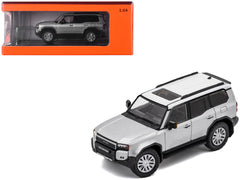 Toyota Land Cruiser Prado 250 Silver Metallic with White Top 1/64 Diecast Model Car by GCD