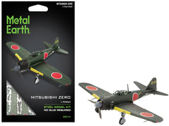 Model Kit Mitsubishi A6M Zero Fighter Aircraft "World War II" Imperial Japanese Navy (Moderate Difficulty) Steel Model by Metal Earth