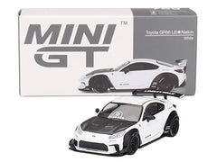 Toyota GR86 "LB-Nation - Liberty Walk" White with Carbon Hood Limited Edition 1/64 Diecast Model Car by Mini GT
