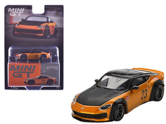 Nissan Fairlady Z #23 "LB-NATION WORKS" LB Gold Metallic with Matt Black Hood and Black Top Limited Edition 1/64 Diecast Model Car by Mini GT