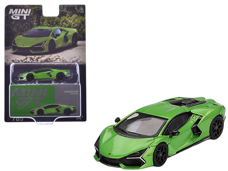 Lamborghini Revuelto Verde Selvans Green Metallic Limited Edition 1/64 Diecast Model Car by Mini GT