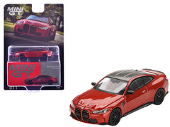 BMW M4 Competition Sakhir Orange Metallic with Carbon Top Limited Edition 1/64 Diecast Model Car by Mini GT