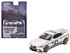 BMW 3.0 CSL #50 White with Blue and Red Stripes and Gold Wheels Limited Edition 1/64 Diecast Model Car by Mini GT